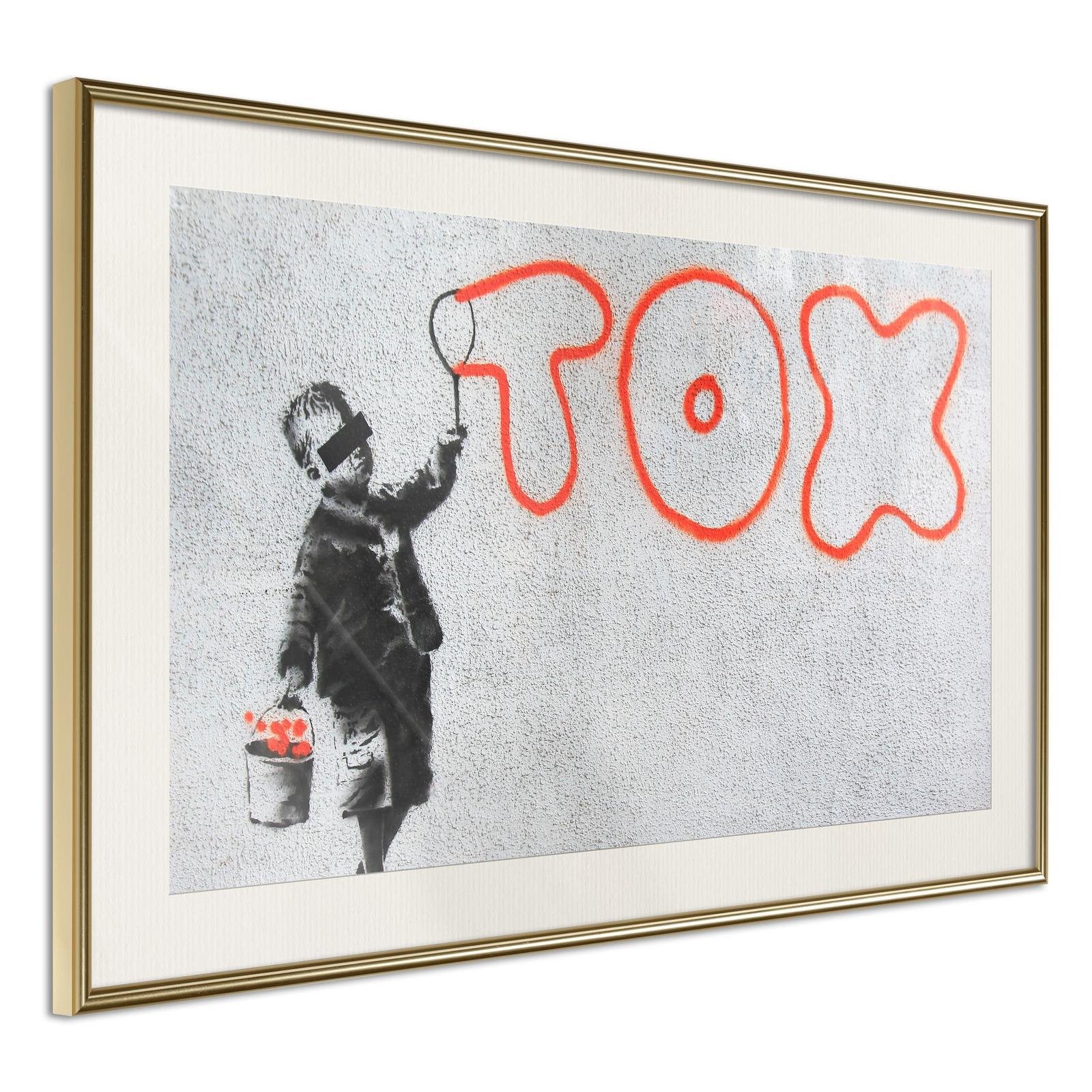 Inramad Poster / Tavla - Banksy: Tox-Poster Inramad-Artgeist-30x20-Guldram med passepartout-peaceofhome.se