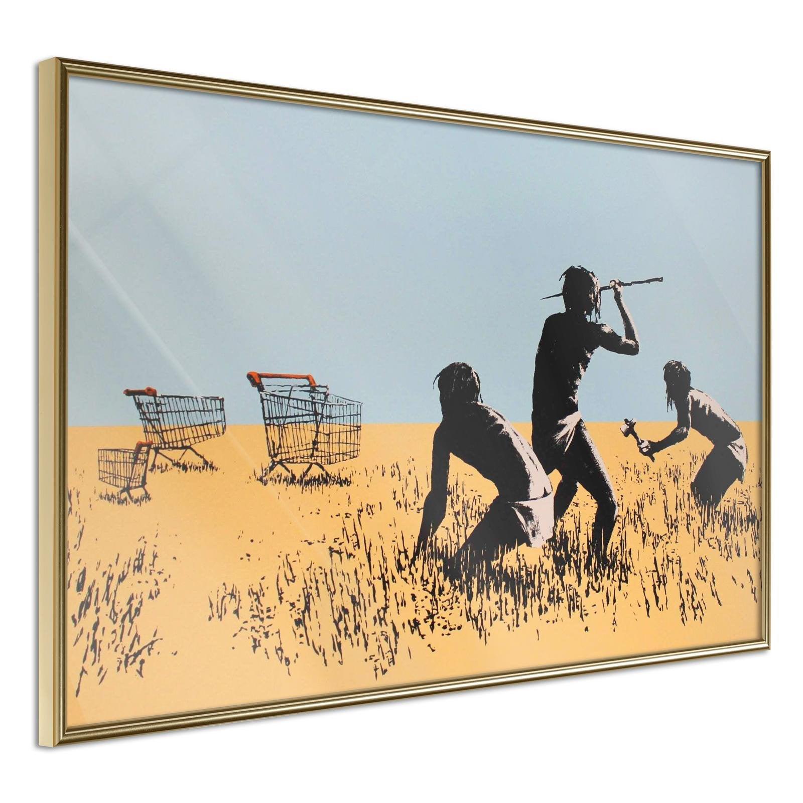 Inramad Poster / Tavla - Banksy: Trolley Hunters-Poster Inramad-Artgeist-30x20-Guldram-peaceofhome.se