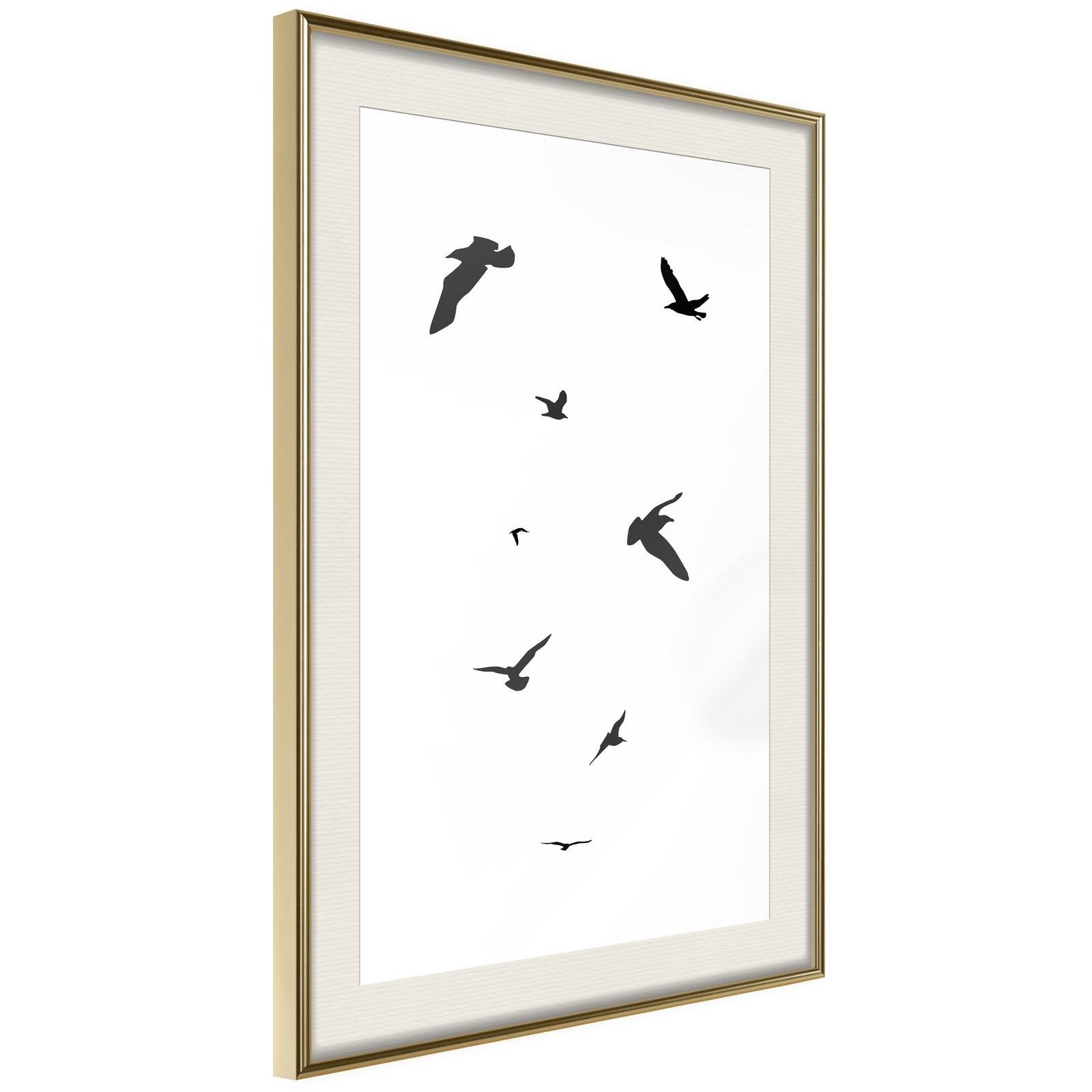 Inramad Poster / Tavla - Birds-Poster Inramad-Artgeist-20x30-Guldram med passepartout-peaceofhome.se