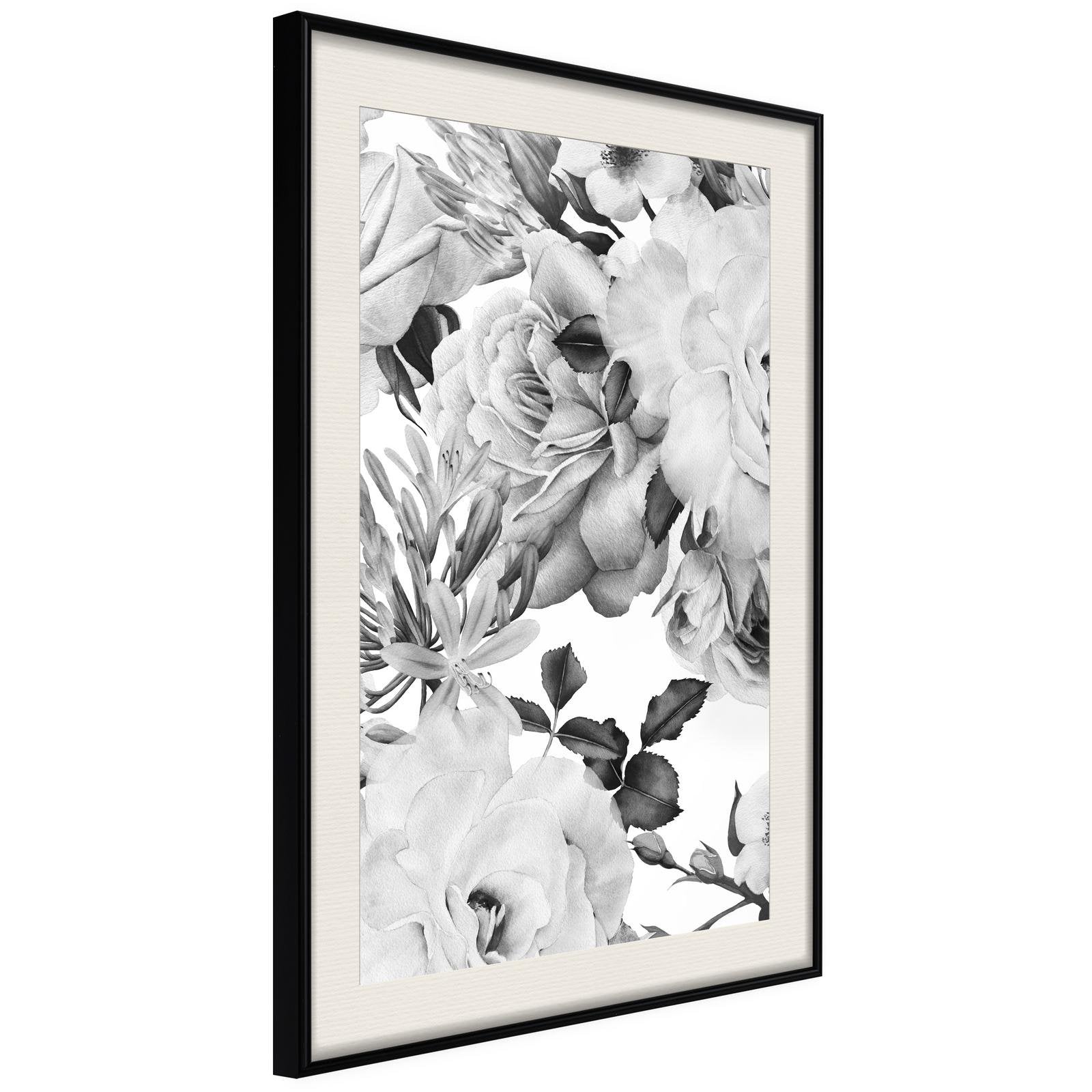 Inramad Poster / Tavla - Black and White Nature-Poster Inramad-Artgeist-20x30-Svart ram med passepartout-peaceofhome.se