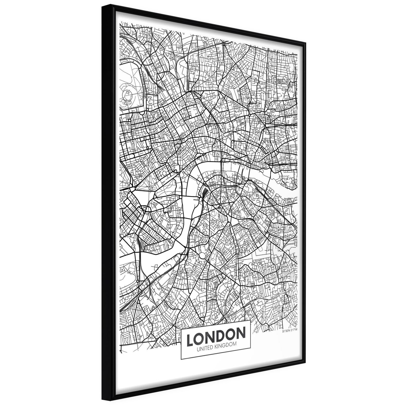 Inramad Poster / Tavla - City Map: London-Poster Inramad-Artgeist-20x30-Svart ram-peaceofhome.se