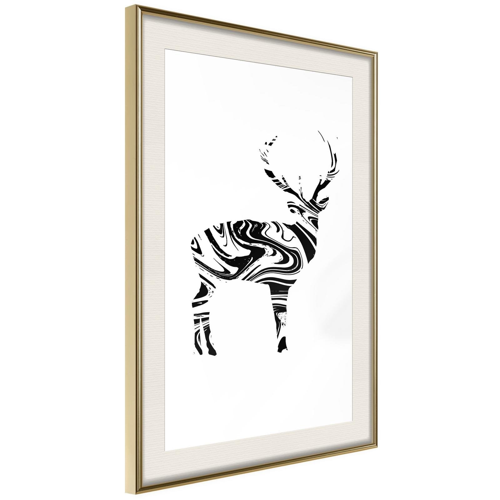Inramad Poster / Tavla - Marble Stag-Poster Inramad-Artgeist-20x30-Guldram med passepartout-peaceofhome.se