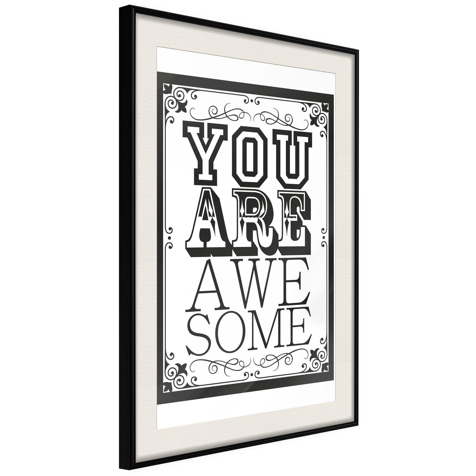 Inramad Poster / Tavla - You Are Awesome-Poster Inramad-Artgeist-20x30-Svart ram med passepartout-peaceofhome.se
