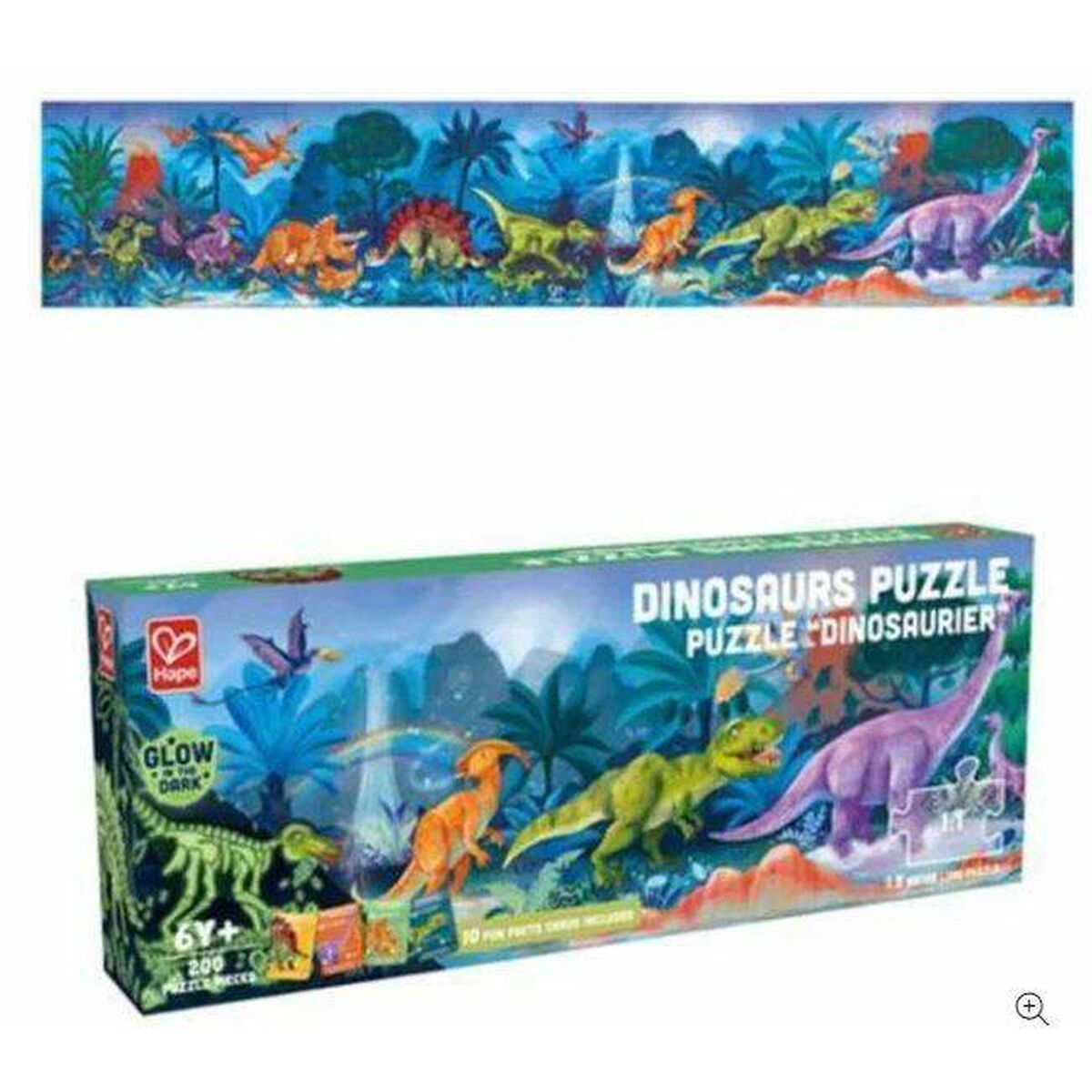 3D-pussel Hape 150 x 30 cm 200 Delar Dinosaurie-Leksaker och spel, Pussel och hjärngrupper-Hape-peaceofhome.se