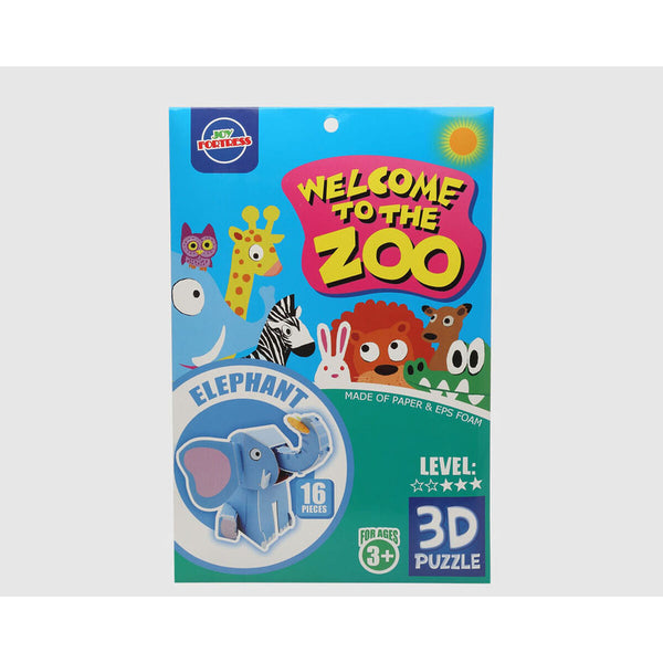 3D-pussel Zoo 27 x 18 cm 16 Delar Elefant-Leksaker och spel, Pussel och hjärngrupper-BigBuy Kids-peaceofhome.se