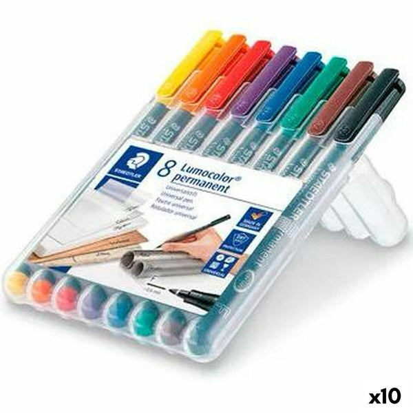 Tuschpennor Staedtler Lumocolor 318 F Multicolour 10 antal-Kontor och Kontorsmaterial, Kulspetspennor, pennor och skrivverktyg-Staedtler-peaceofhome.se