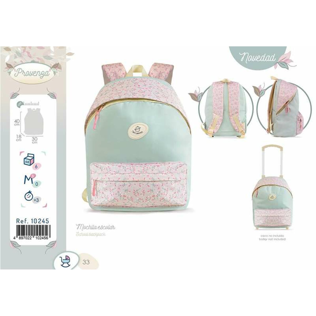 Skolryggsäck Decuevas Provenza 40 x 18 x 30 cm-Kontor och Kontorsmaterial, Skol- och utbildningsmaterial-Decuevas-peaceofhome.se