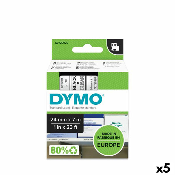 Termiskt överföringsband Dymo D1 53710 Polyester Transparent (5 antal)-Kontor och Kontorsmaterial, Kontorselektronik-Dymo-peaceofhome.se