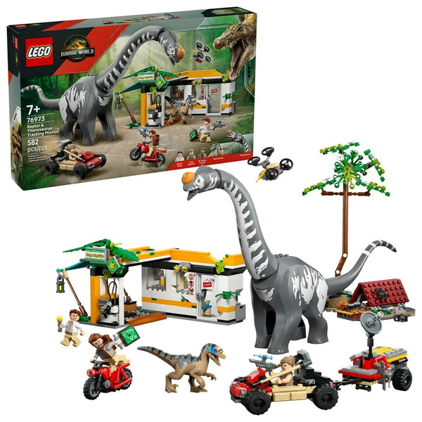Byggsats Lego JURASSIC WORLD 76973 Raptor & Titanosaurus Tracking Mission 582 Delar-Leksaker och spel-Lego-peaceofhome.se