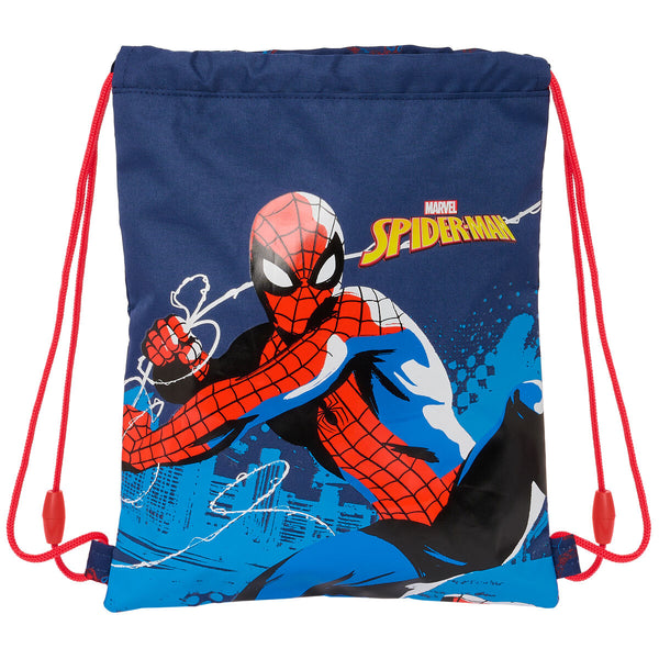 Skopåse med remmar Spider-Man Neon Marinblå 26 x 34 x 1 cm-Kontor och Kontorsmaterial, Skol- och utbildningsmaterial-Spider-Man-peaceofhome.se