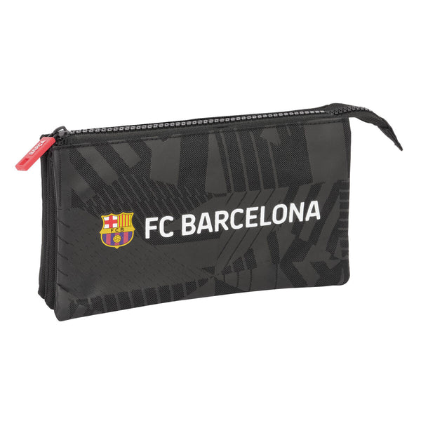 Tredubbel Carry-all F.C. Barcelona Black Svart 22 x 12 x 3 cm-Kontor och Kontorsmaterial, Skol- och utbildningsmaterial-F.C. Barcelona-peaceofhome.se