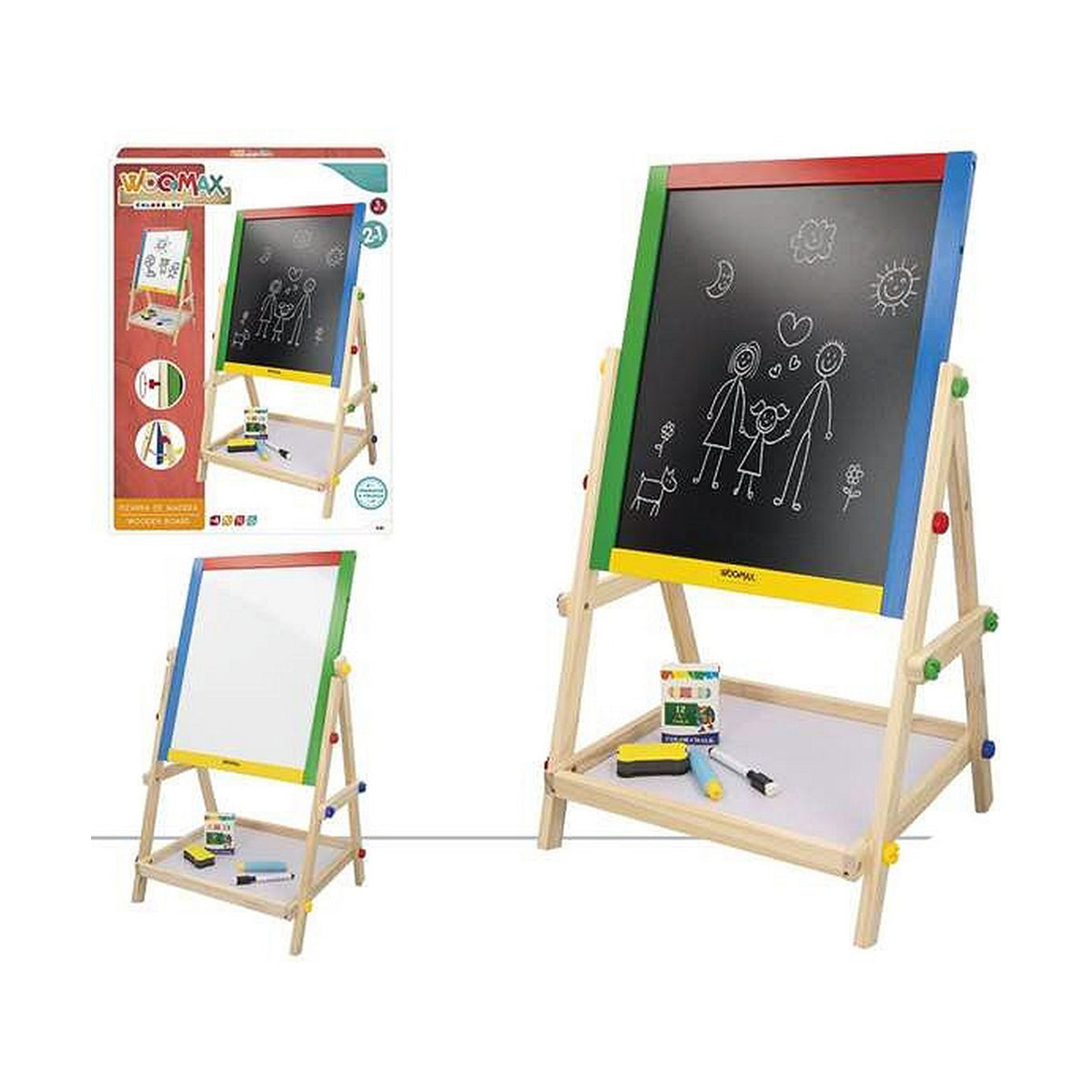Tvåsidig skrivtavla Colorbaby Dodatki 65 x 38 cm-Leksaker och spel, Kreativa aktiviteter-Colorbaby-peaceofhome.se