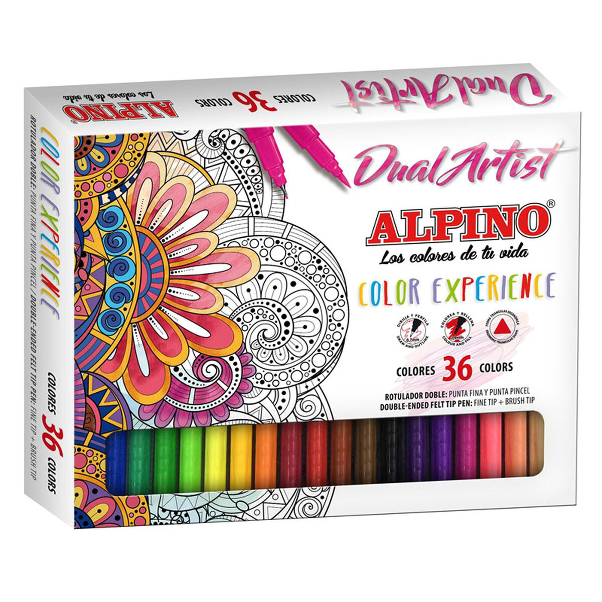 Tuschpennor Alpino Dual Artist Multicolour 36 Delar-Kontor och Kontorsmaterial, Kulspetspennor, pennor och skrivverktyg-Alpino-peaceofhome.se