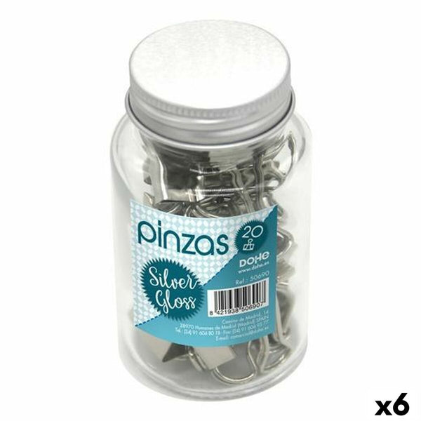 Klämmor DOHE SILVER GLOSS Silvrig Metall 19 mm 20 Delar (6 antal)-Kontor och Kontorsmaterial, Kontorsmaterial-DOHE-peaceofhome.se