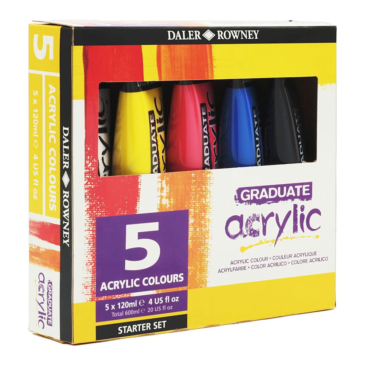 Akrylfärg Daler Rowney Multicolour 5 Delar 120 ml-Kontor och Kontorsmaterial, konst och hantverk-Daler Rowney-peaceofhome.se