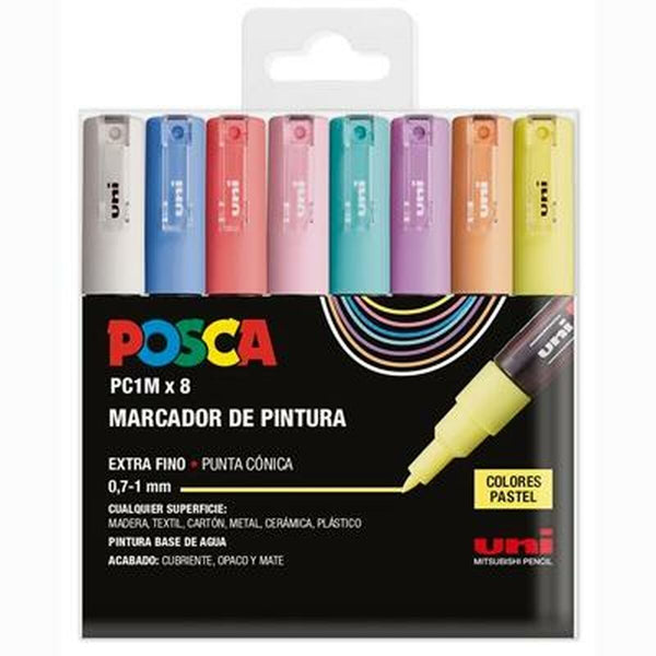 Akrylfärgsmarkörpenna POSCA PC-1M/8C Bakverk 0,9-1,3 mm 8 Delar-Kontor och Kontorsmaterial, Kulspetspennor, pennor och skrivverktyg-POSCA-peaceofhome.se