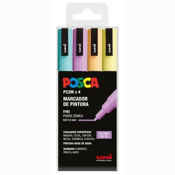 Akrylfärgsmarkörpenna POSCA PC-3M/4C Bakverk 0,9-1,3 mm 4 Delar-Kontor och Kontorsmaterial, Kulspetspennor, pennor och skrivverktyg-POSCA-peaceofhome.se