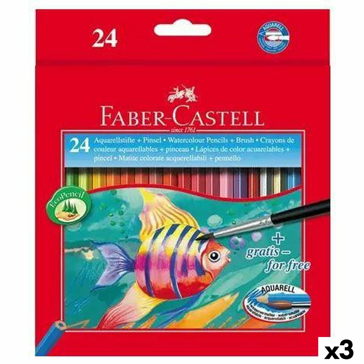 Akvarellpennor Faber-Castell Multicolour 3 Delar-Kontor och Kontorsmaterial, konst och hantverk-Faber-Castell-peaceofhome.se