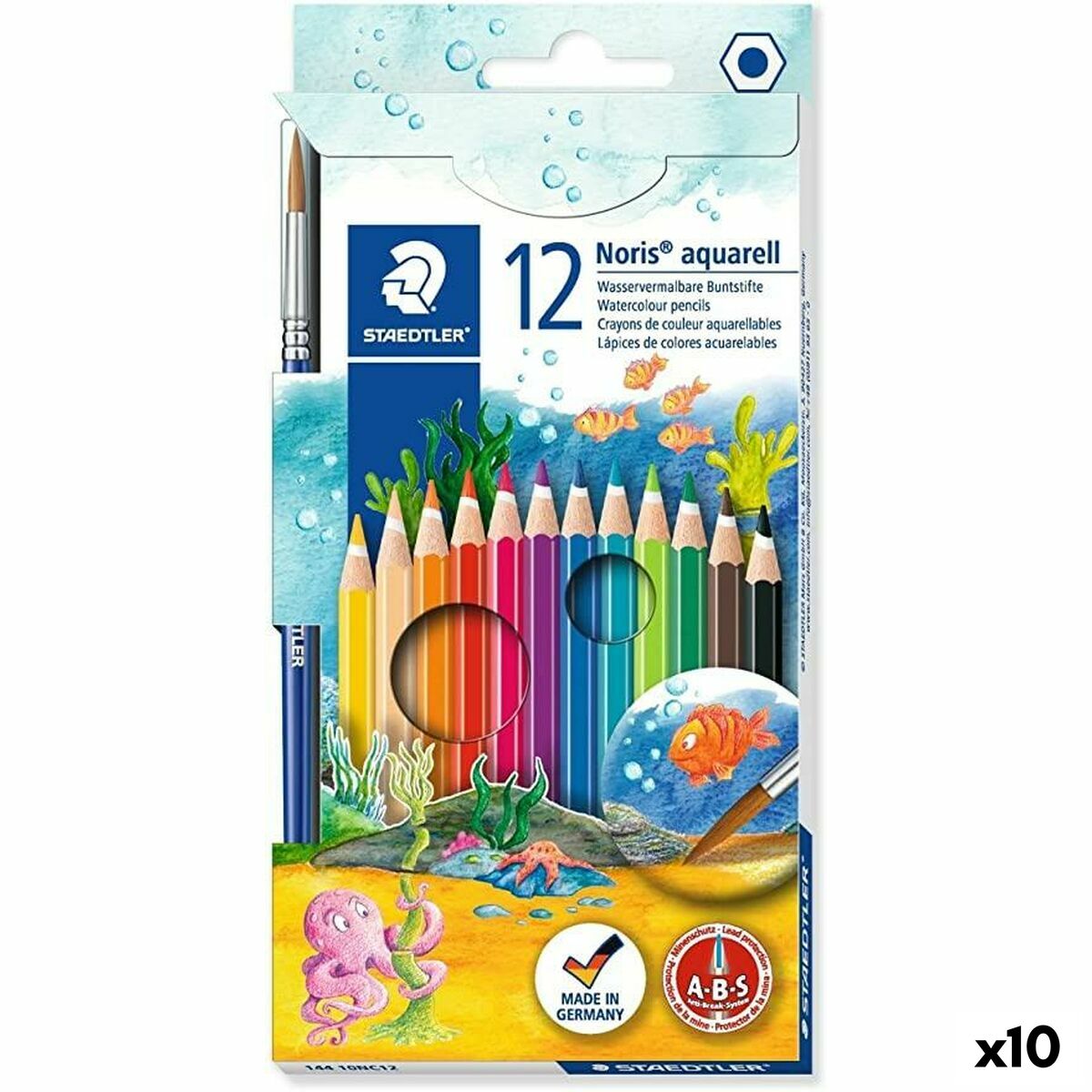 Akvarellpennor Staedtler Noris 12 Delar Multicolour (10 antal)-Kontor och Kontorsmaterial, konst och hantverk-Staedtler-peaceofhome.se