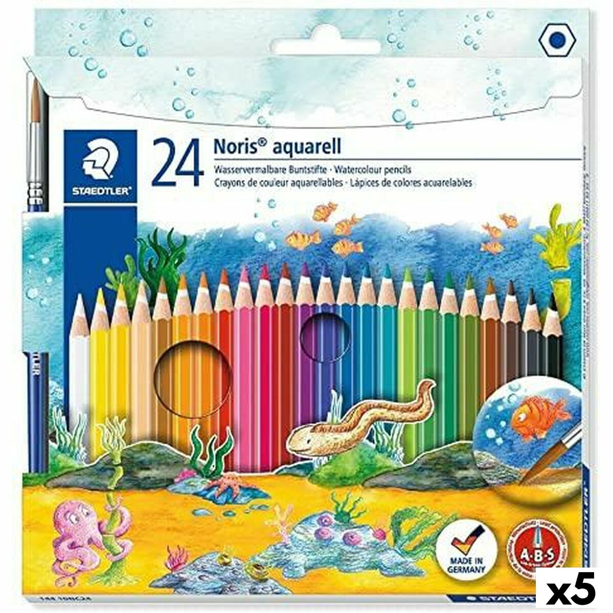 Akvarellpennor Staedtler Noris Multicolour (5 antal)-Kontor och Kontorsmaterial, konst och hantverk-Staedtler-peaceofhome.se