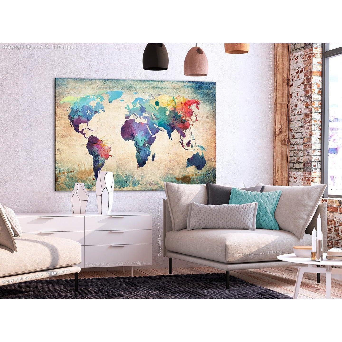 Anslagstavla - Colorful World Map-Anslagstavlor-Artgeist-peaceofhome.se
