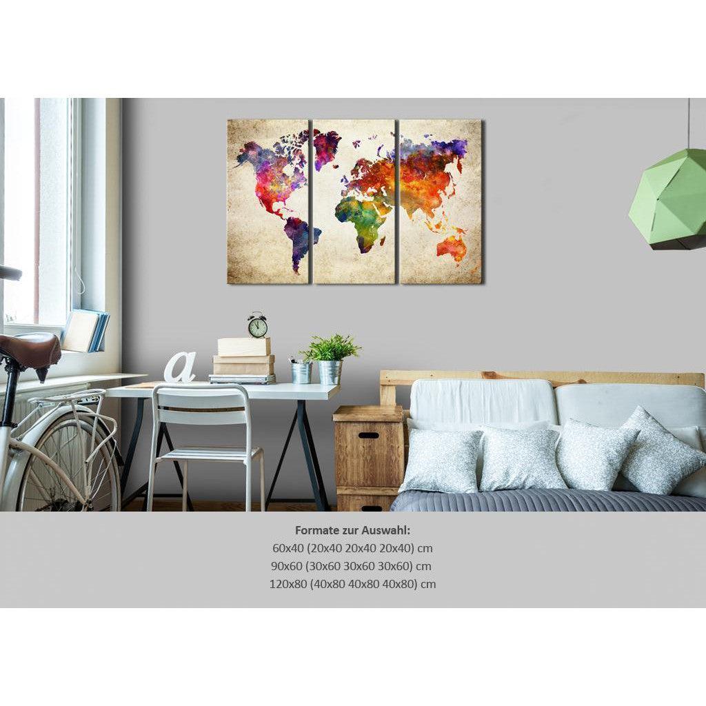Anslagstavla - Corkboard Map in Watercolor-Anslagstavlor-Artgeist-peaceofhome.se