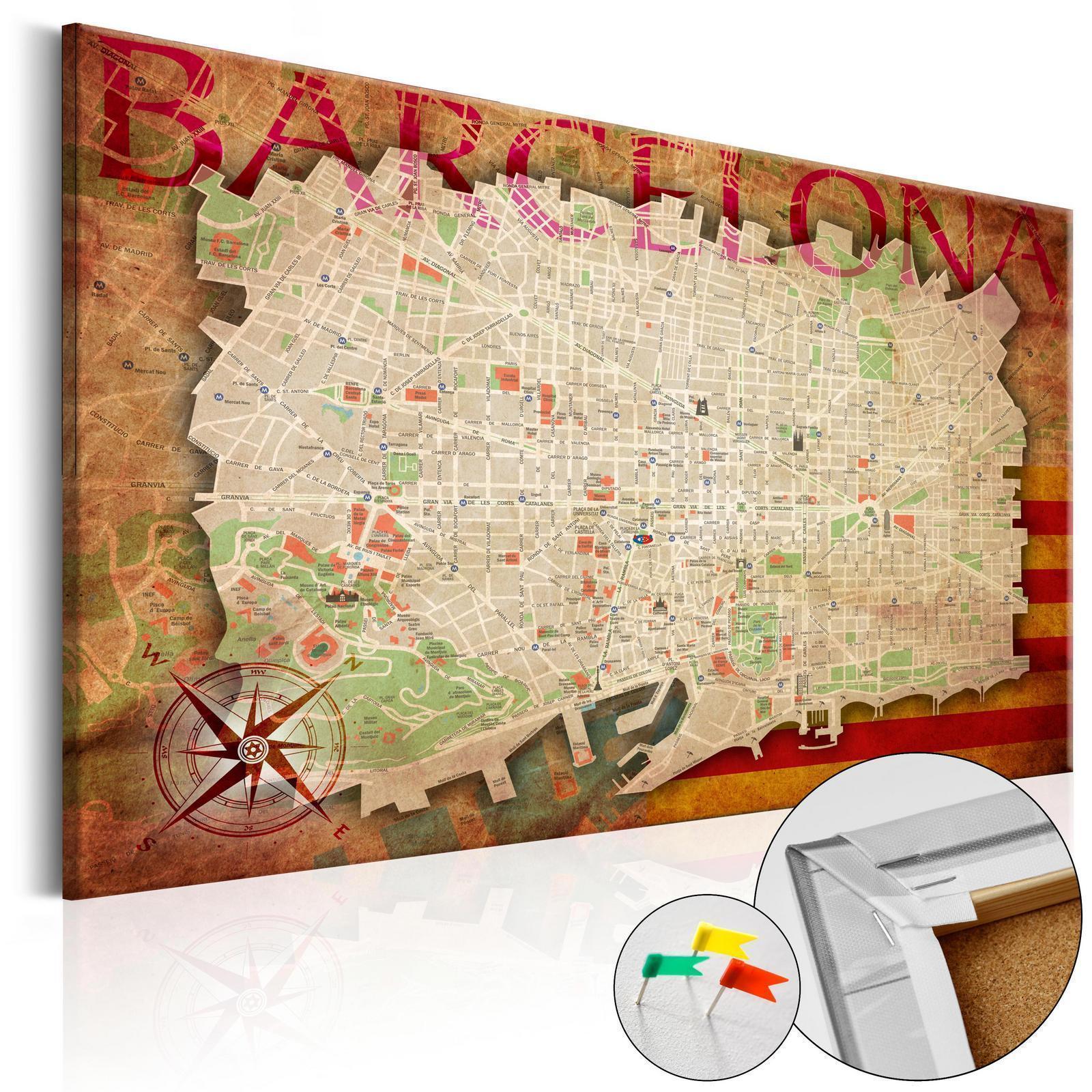 Anslagstavla - Map of Barcelona-Anslagstavlor-Artgeist-peaceofhome.se