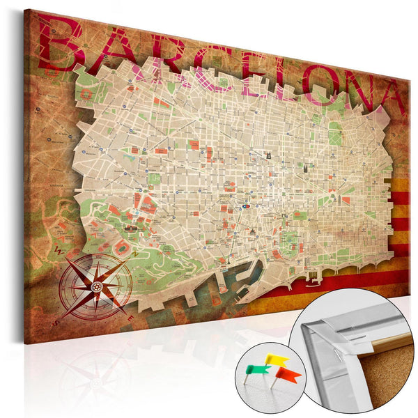 Anslagstavla - Map of Barcelona-Anslagstavlor-Artgeist-peaceofhome.se