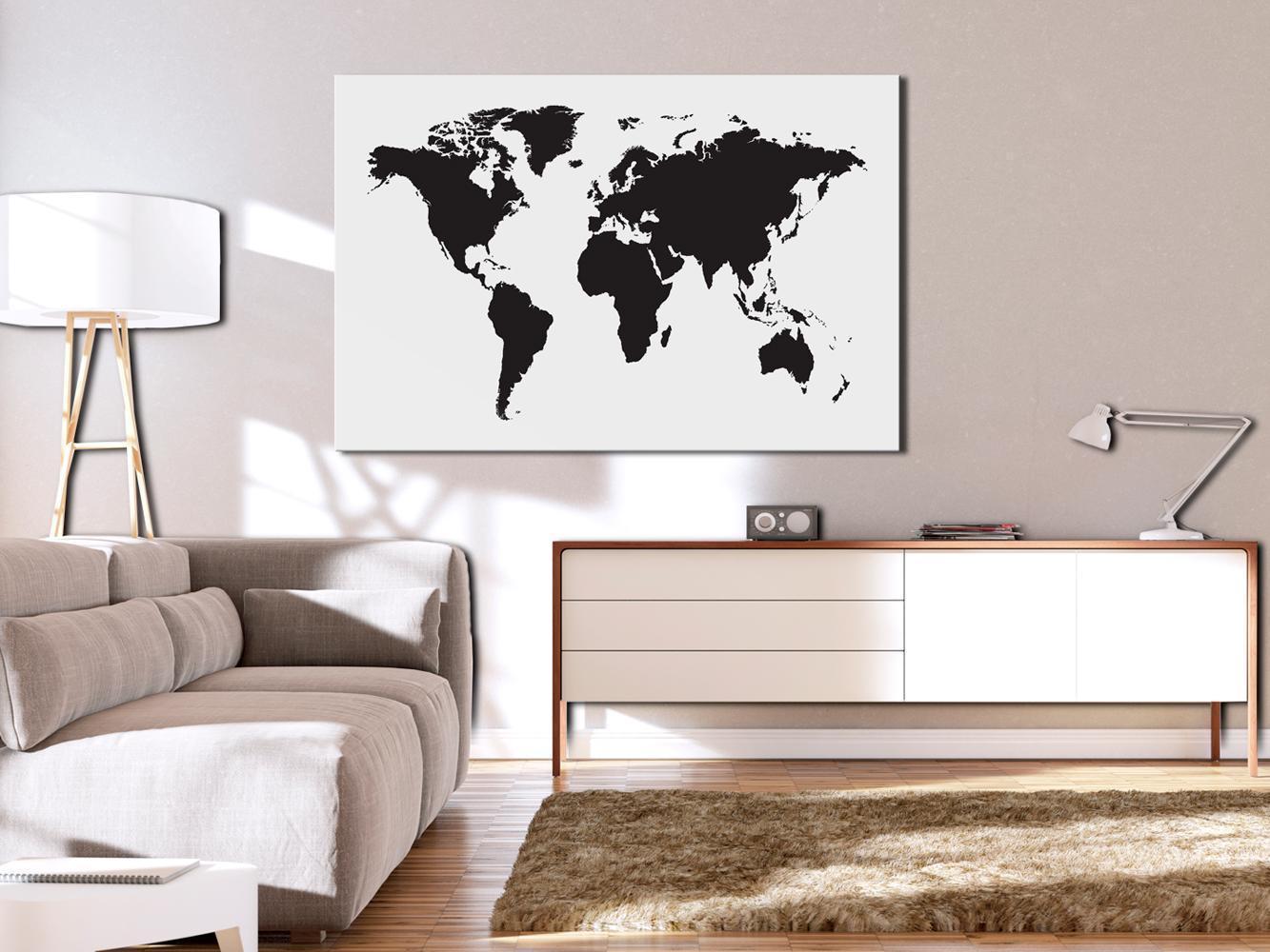 Anslagstavla - World Map: Black & White Elegance-Anslagstavlor-Artgeist-peaceofhome.se