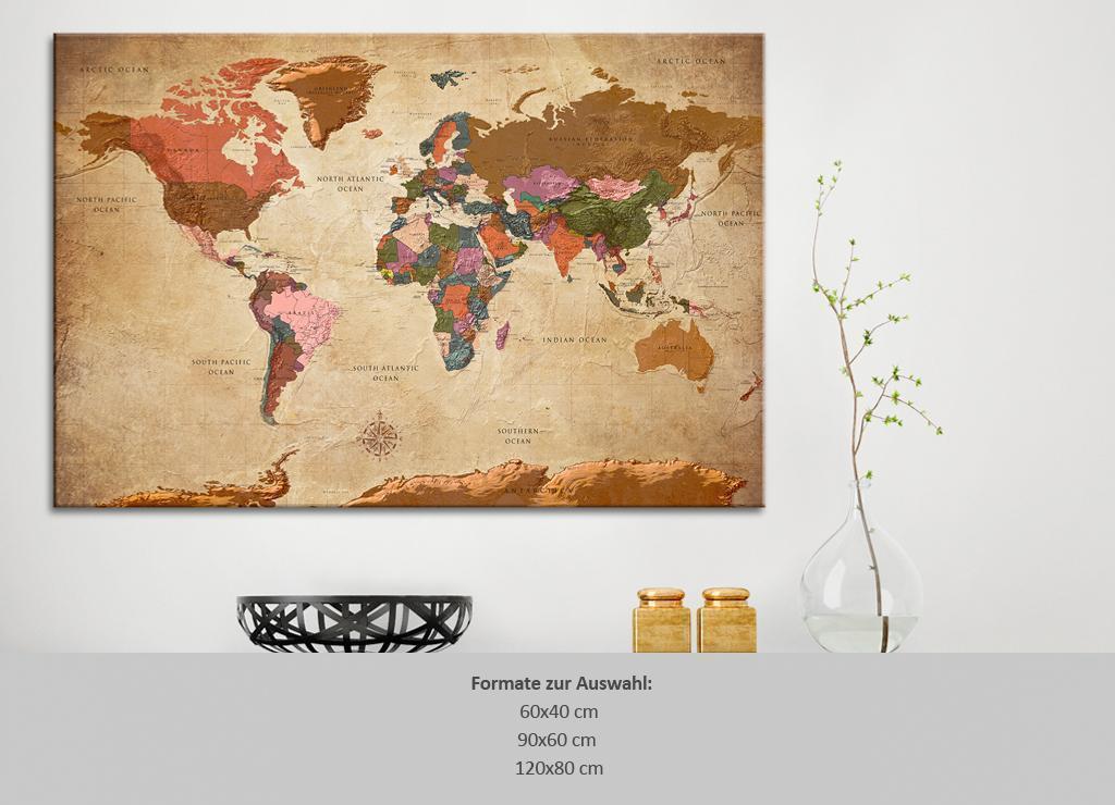 Anslagstavla - World Map: Brown Elegance-Anslagstavlor-Artgeist-peaceofhome.se