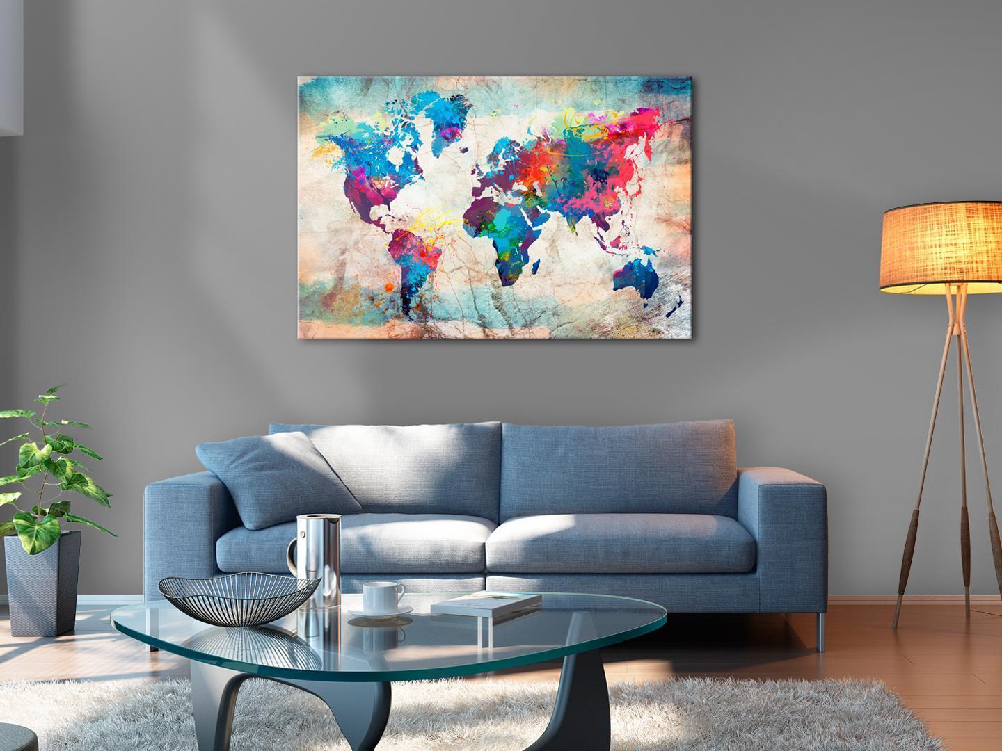 Anslagstavla - World Map: Colourful Madness-Anslagstavlor-Artgeist-peaceofhome.se