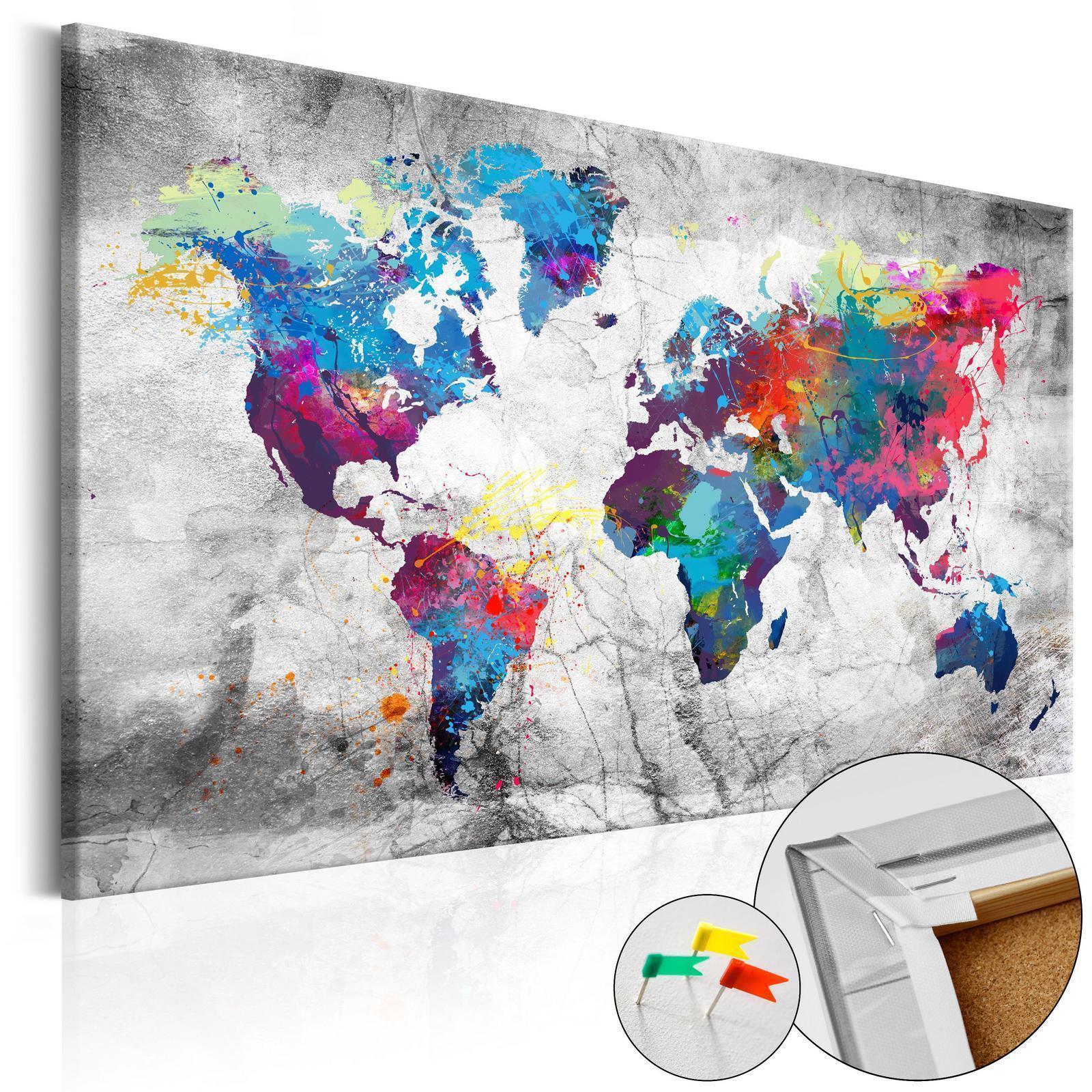 Anslagstavla - World Map: Grey Style-Anslagstavlor-Artgeist-peaceofhome.se