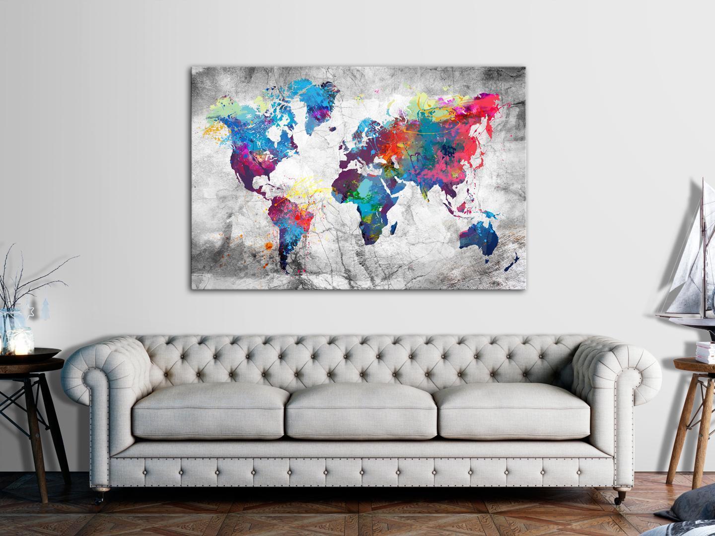 Anslagstavla - World Map: Grey Style-Anslagstavlor-Artgeist-peaceofhome.se