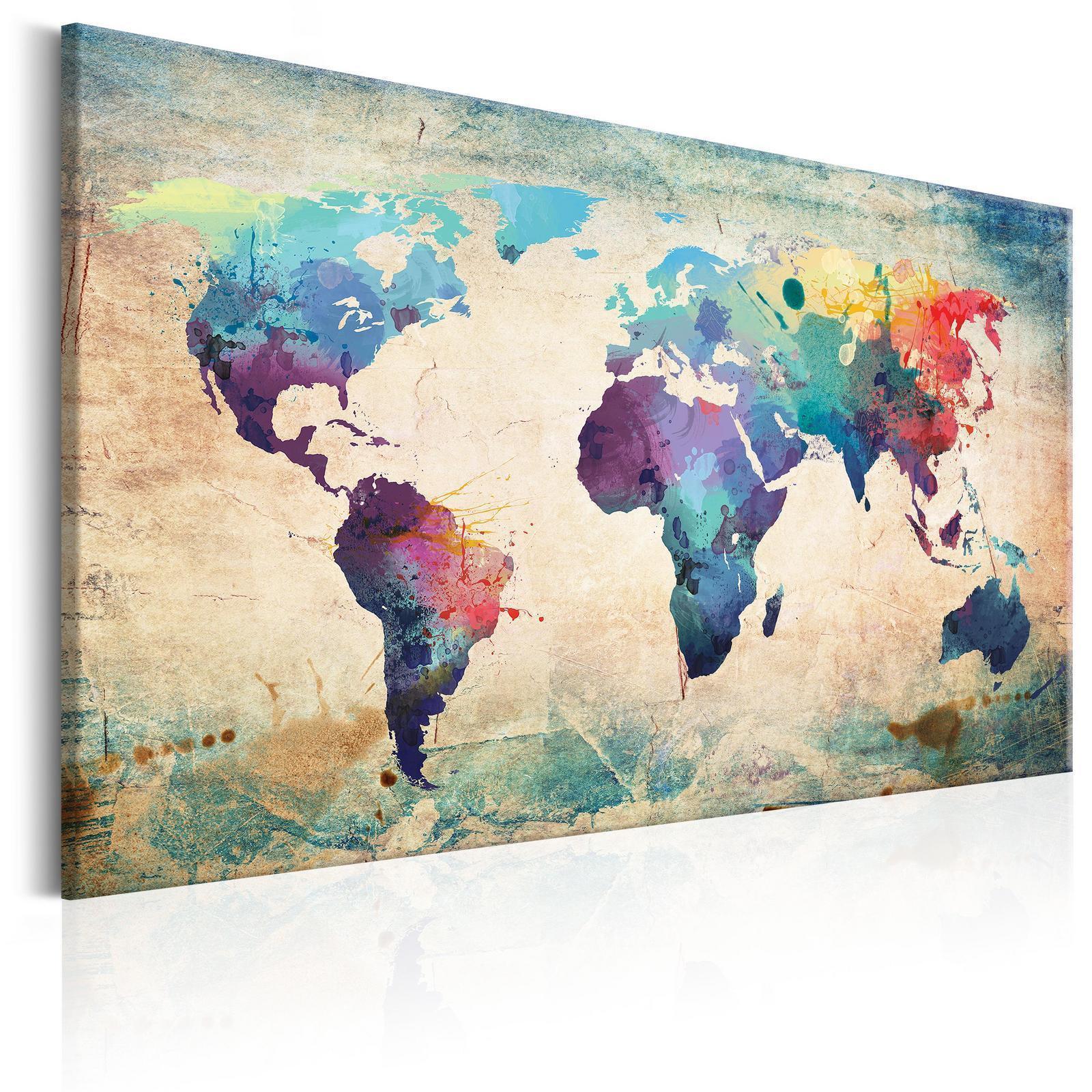 Anslagstavla i kork - Colorful World Map-Anslagstavlor-Artgeist-peaceofhome.se