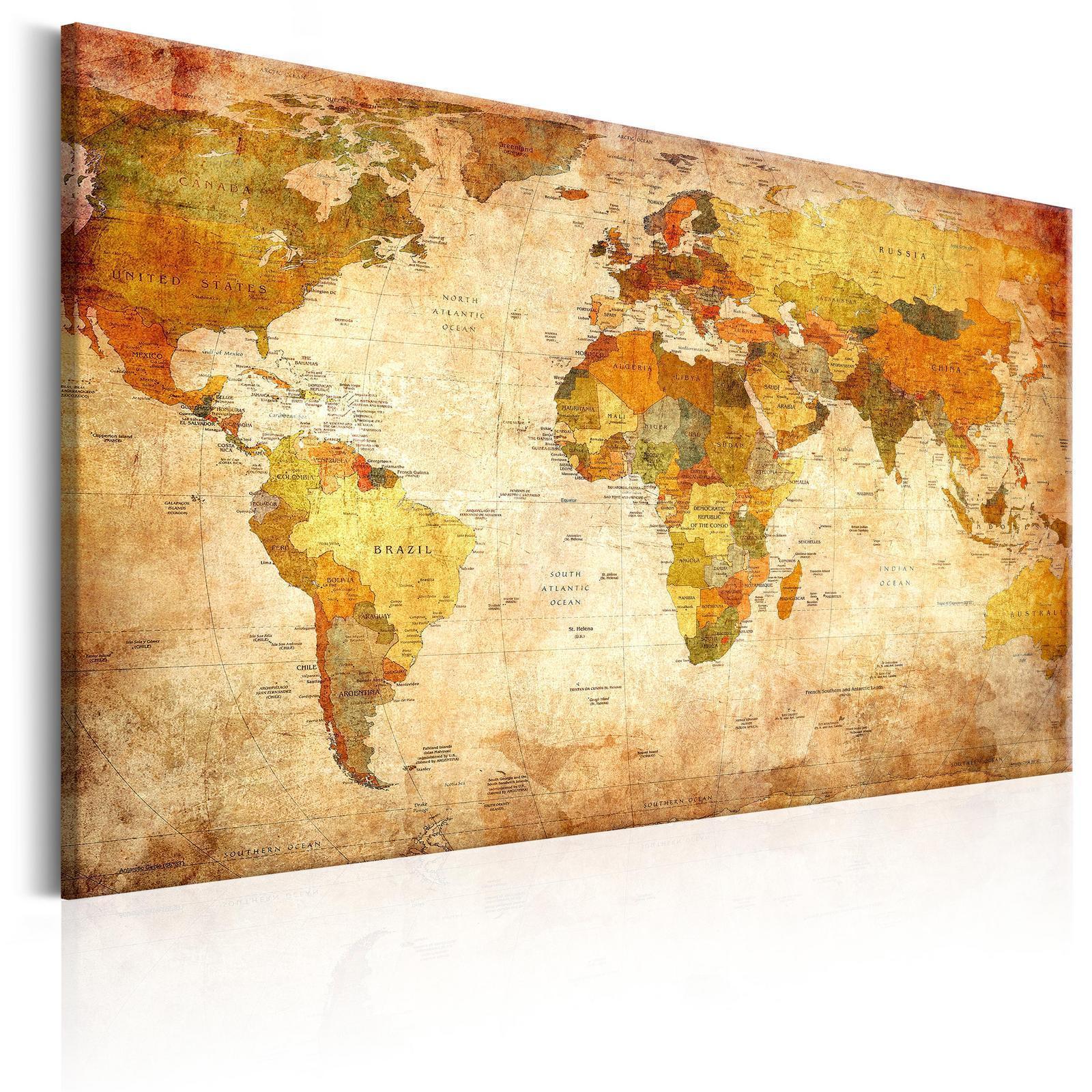 Anslagstavla i kork - World Map: Time Travel-Anslagstavlor-Artgeist-peaceofhome.se