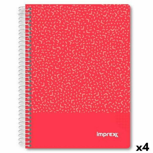 Anteckningsbok Imprex Röd A5 80 Blad (4 antal)-Kontor och Kontorsmaterial, Pappersprodukter för kontoret-Imprex-peaceofhome.se