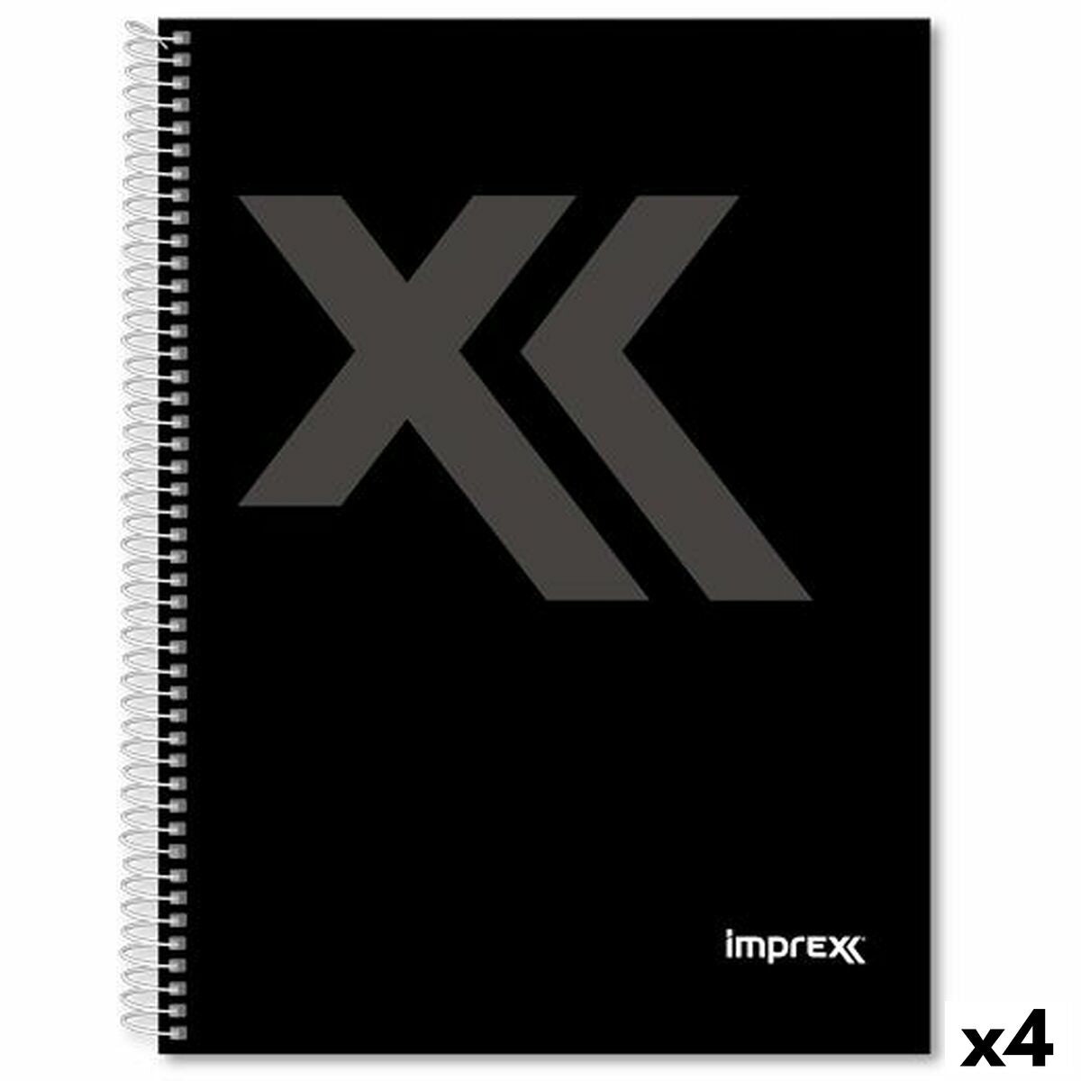 Anteckningsbok Imprex Svart Din A4 80 Blad (4 antal)-Kontor och Kontorsmaterial, Pappersprodukter för kontoret-Imprex-peaceofhome.se