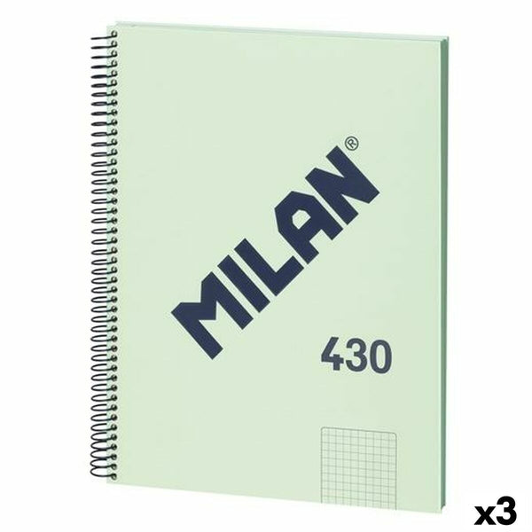 Anteckningsbok Milan 430 Grön A4 80 Blad (3 antal)-Kontor och Kontorsmaterial, Pappersprodukter för kontoret-Milan-peaceofhome.se