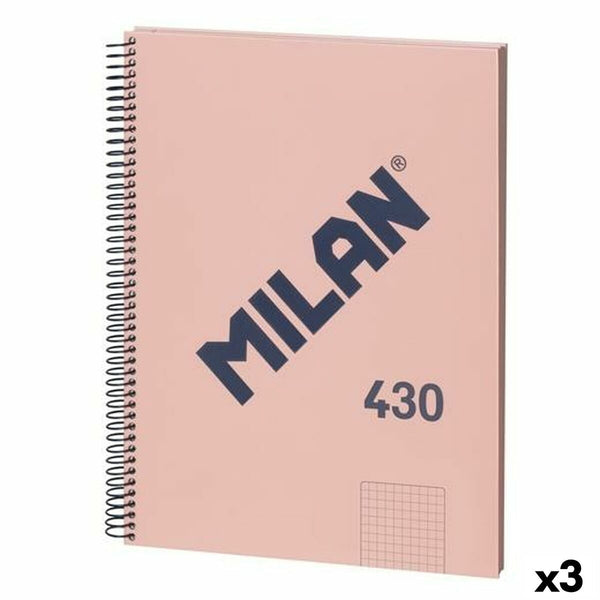 Anteckningsbok Milan 430 Rosa A4 80 Blad (3 antal)-Kontor och Kontorsmaterial, Pappersprodukter för kontoret-Milan-peaceofhome.se