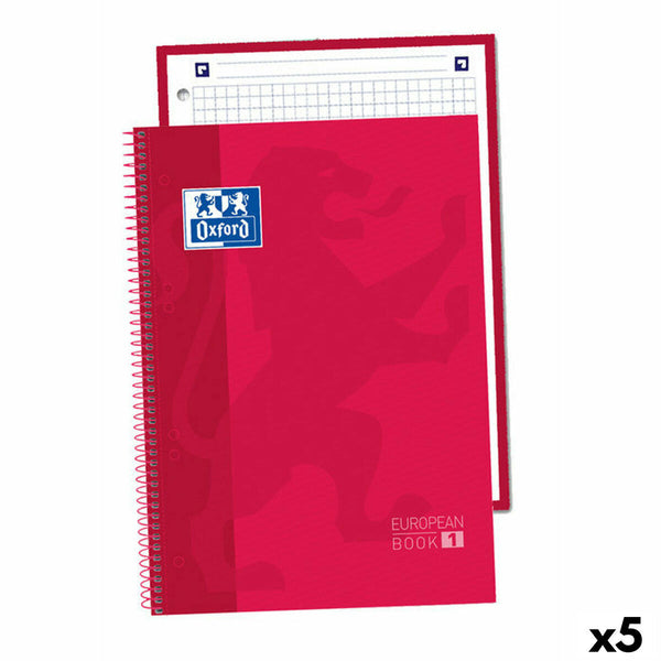 Anteckningsbok Oxford Europeanbook 1 Röd A5 80 Blad (5 antal)-Kontor och Kontorsmaterial, Pappersprodukter för kontoret-Oxford-peaceofhome.se