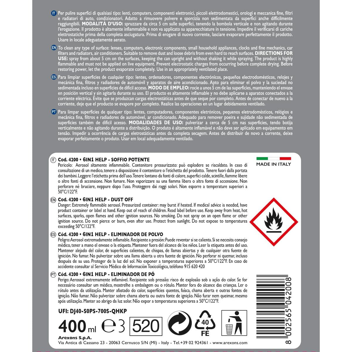 Anti-damm Spray Arexons SVI4200-Kontor och Kontorsmaterial, Kontorsmaterial-Arexons-peaceofhome.se