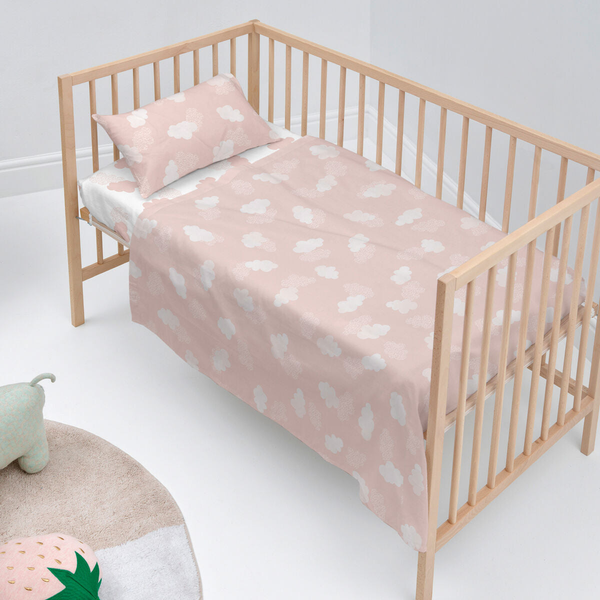 Bäddset HappyFriday Basic Kids Clouds Rosa Babysäng 2 Delar-Bebis, Sovrum-HappyFriday-peaceofhome.se
