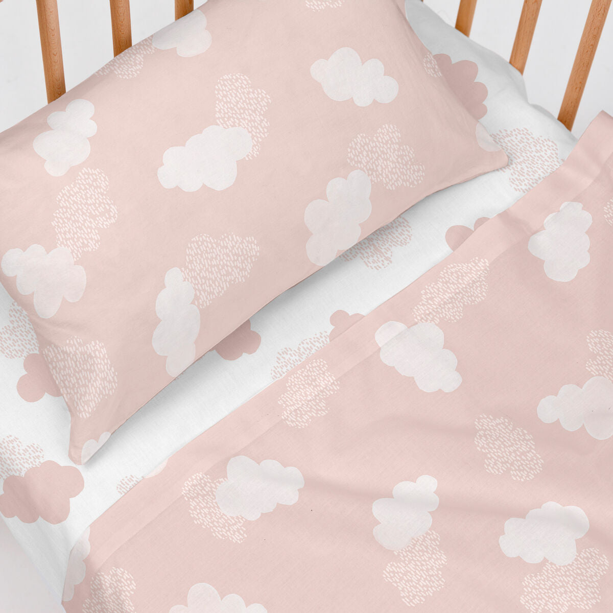 Bäddset HappyFriday Basic Kids Clouds Rosa Babysäng 2 Delar-Bebis, Sovrum-HappyFriday-peaceofhome.se