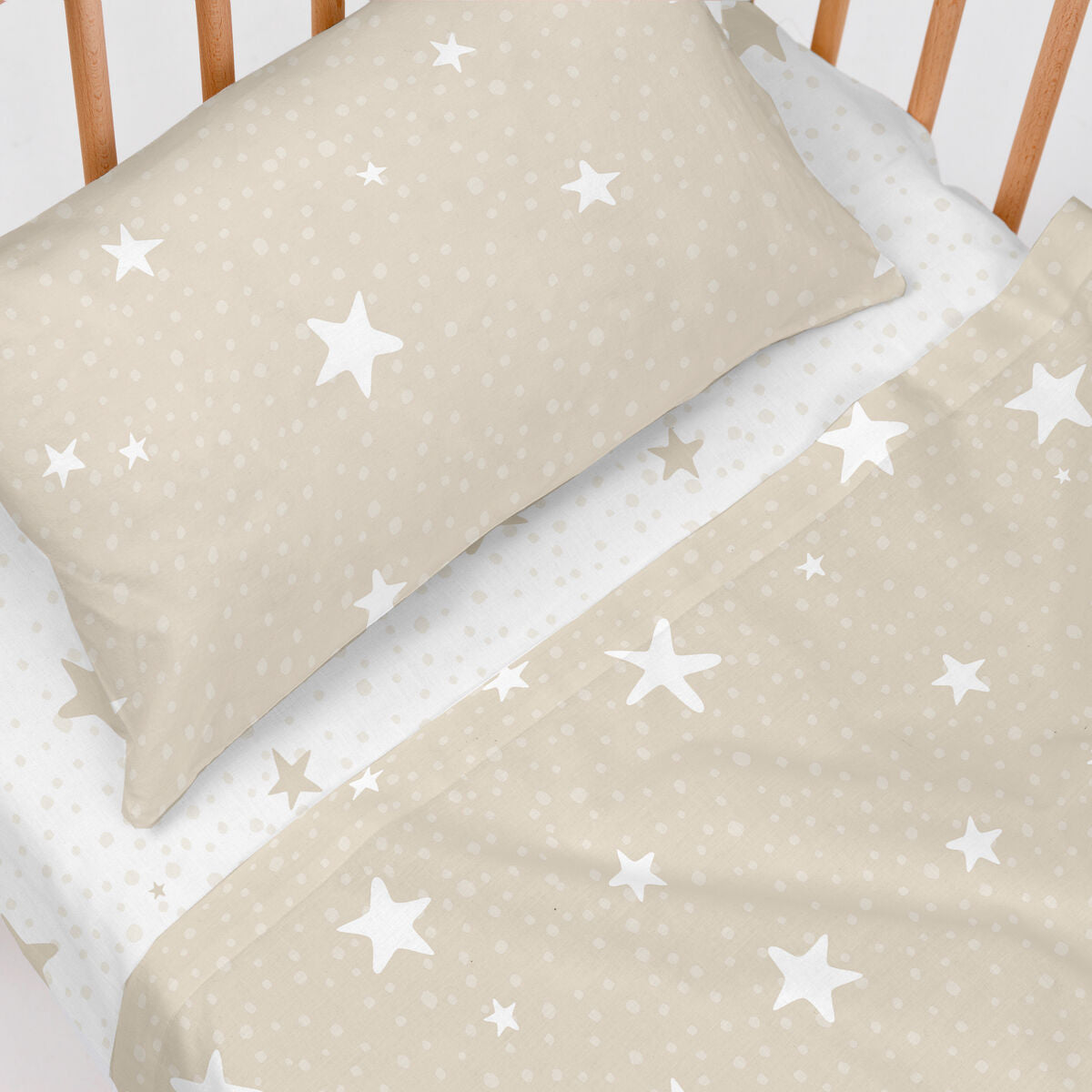 Bäddset HappyFriday Basic Kids Little star Beige Babysäng 2 Delar-Bebis, Sovrum-HappyFriday-peaceofhome.se