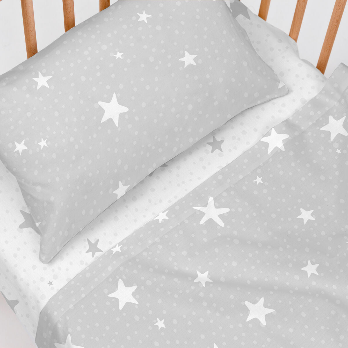 Bäddset HappyFriday Basic Kids Little star Grå Babysäng 2 Delar-Bebis, Sovrum-HappyFriday-peaceofhome.se