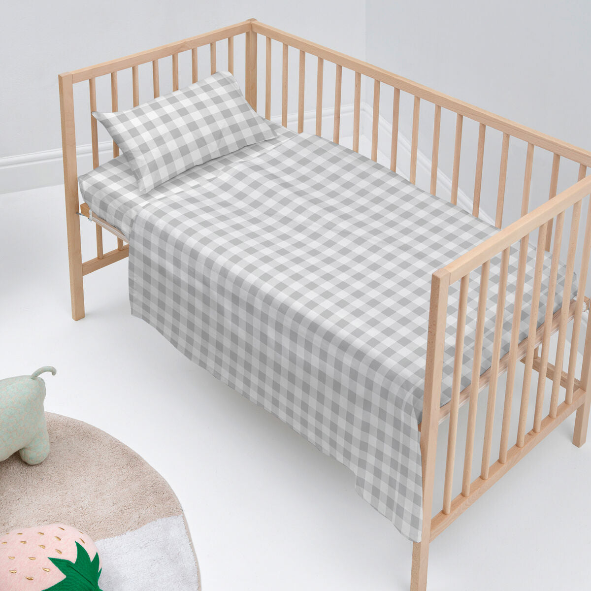 Bäddset HappyFriday Basic Kids Vichy Grå Babysäng 2 Delar-Bebis, Sovrum-HappyFriday-peaceofhome.se