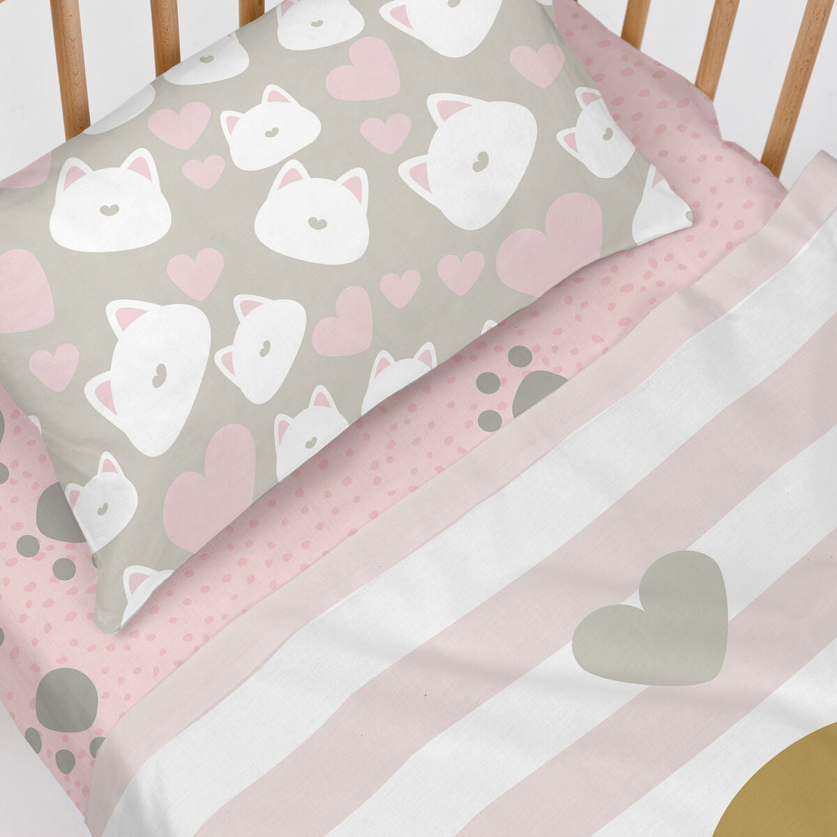 Bäddset HappyFriday Happynois Kitty Multicolour Babysäng 2 Delar-Bebis, Sovrum-HappyFriday-peaceofhome.se