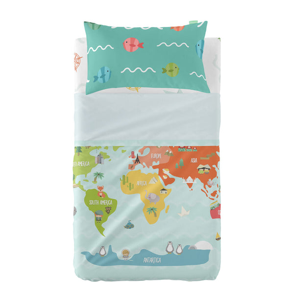 Bäddset HappyFriday Happynois World Map Multicolour Babysäng 2 Delar-Bebis, Sovrum-HappyFriday-peaceofhome.se