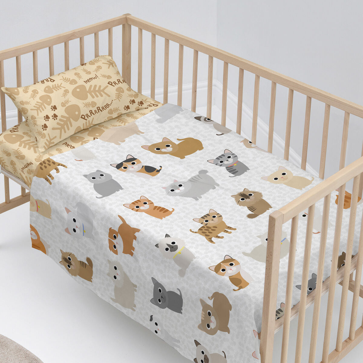 Bäddset HappyFriday Mr Fox Cats Multicolour Babysäng 2 Delar-Bebis, Sovrum-HappyFriday-peaceofhome.se