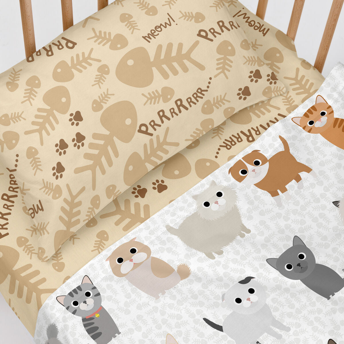 Bäddset HappyFriday Mr Fox Cats Multicolour Babysäng 2 Delar-Bebis, Sovrum-HappyFriday-peaceofhome.se